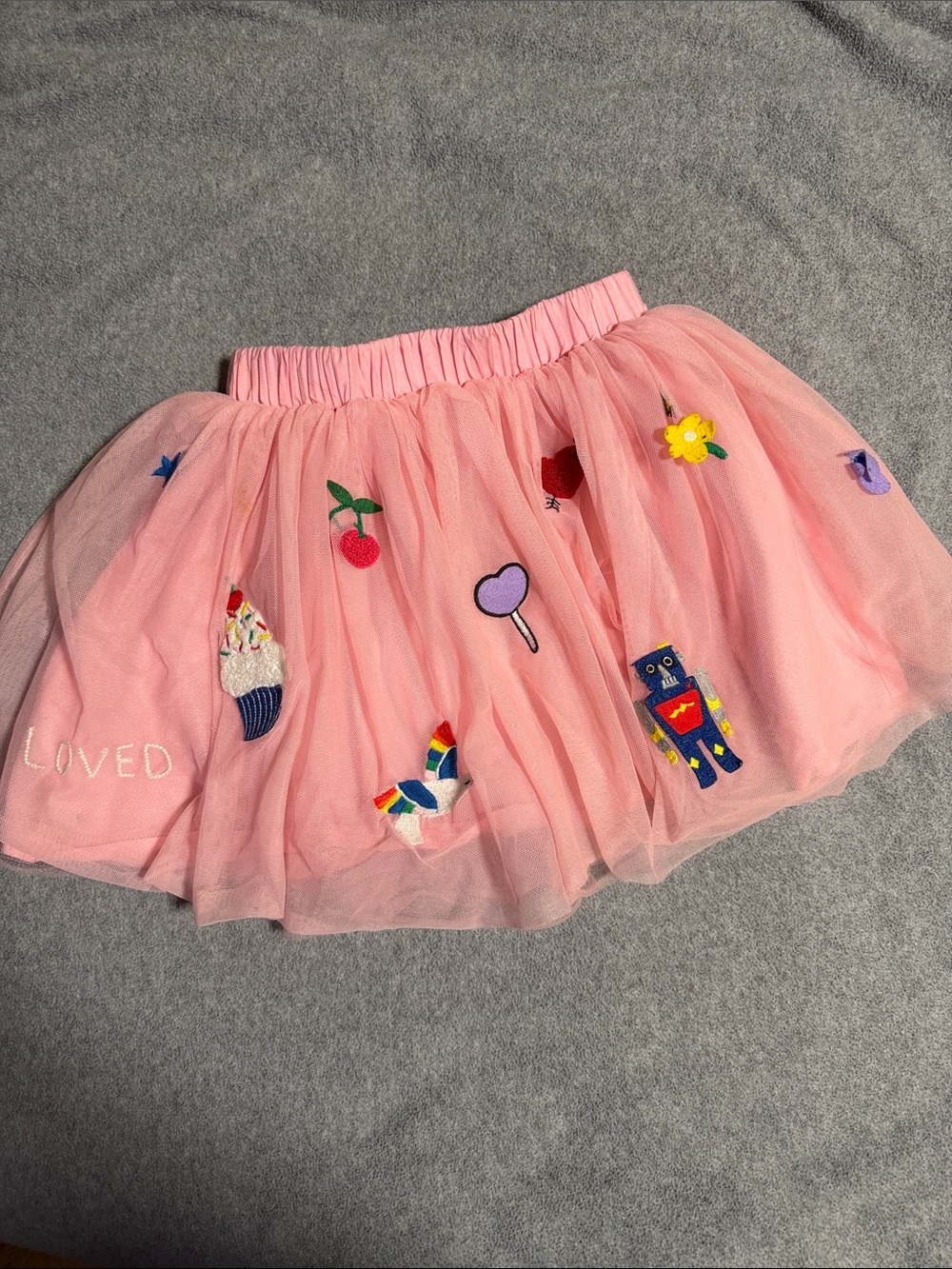 Hanna Andersson Pink Tulle Skirt with Playful Patches